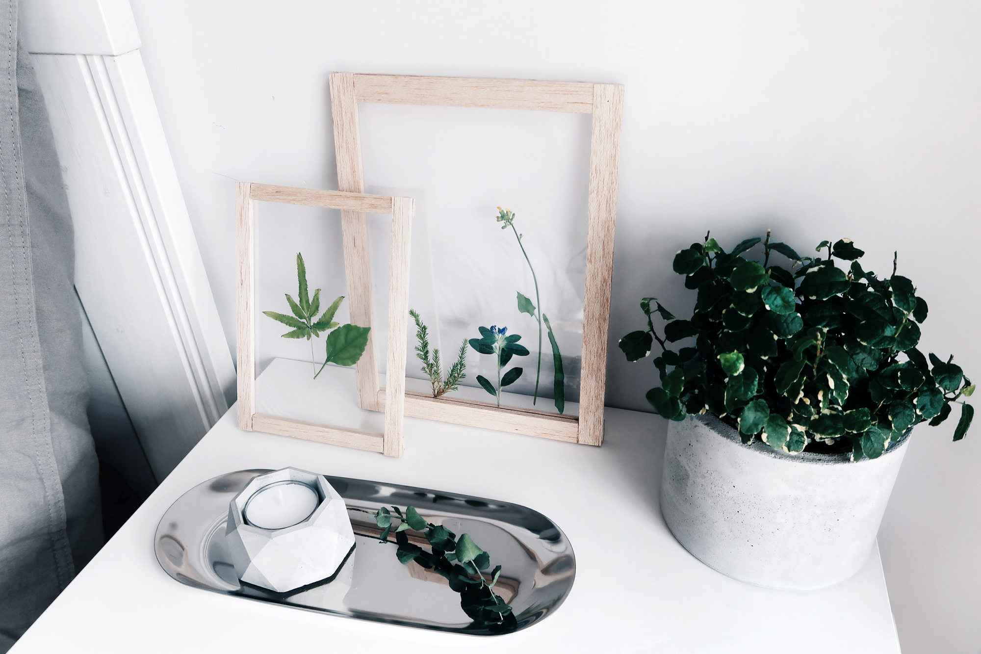 / 灰調 / DIY手作小教學：春天氣息・透明壓花掛畫