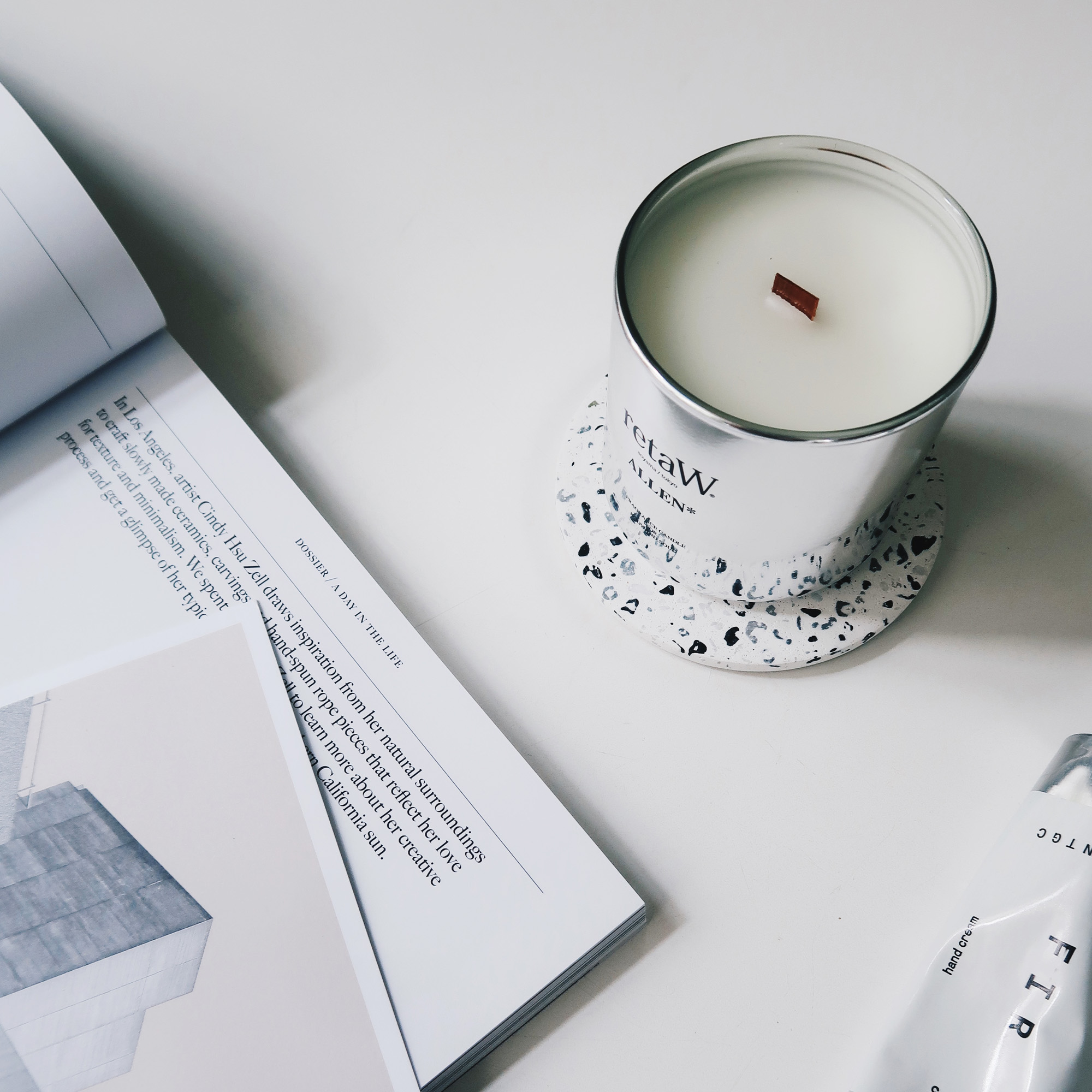 TERRAZZO 磨石子經典黑白水泥杯墊・飾盤・擴香盤